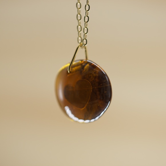 1942 Don Julio Tequila Glass Necklace Heart Recycled Sustainable Gold Seaglass - Picture 8 of 8